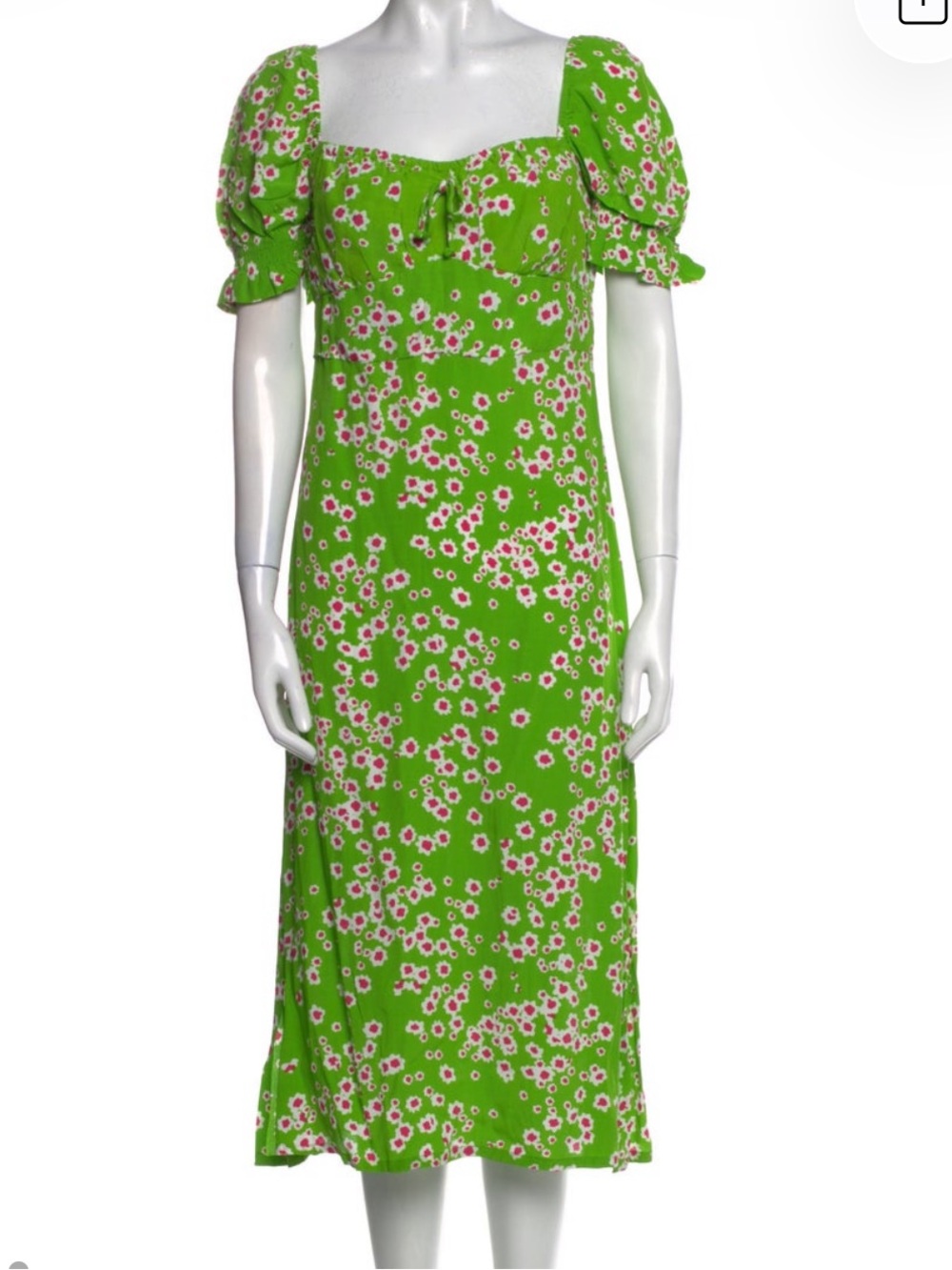 Faithful the Brand size small Green Floral Puff-Sleeve Midi Dress